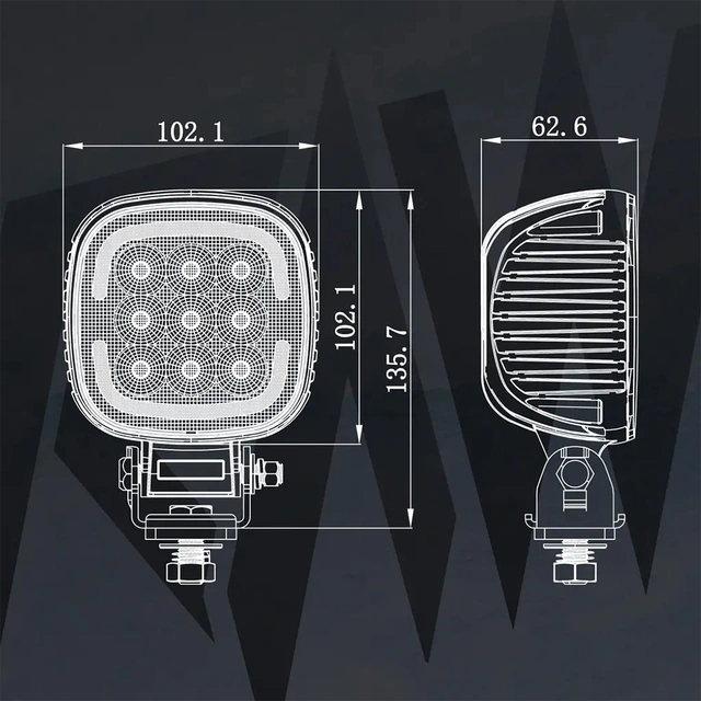 RAWlights DUO LED arbeidslys/varsellys 103mm, 4032 Lumen, 45W, per stk 