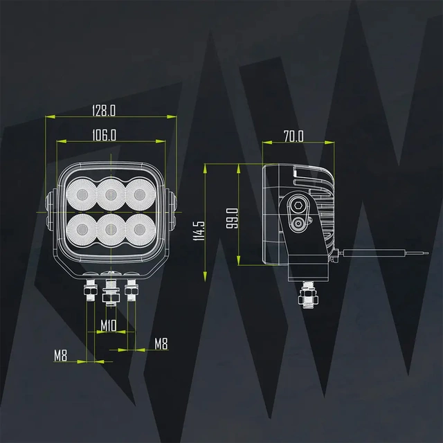 RAWlights NOVO PRO LED arbeidslys 106mm, 5000 Lumen, 60W, per stk 