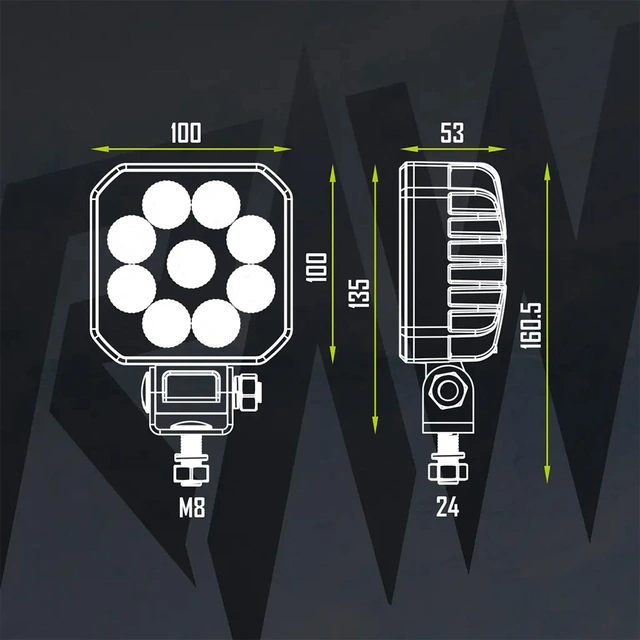 RAWlights NOVO LED arbeidslys 100mm, 3600 Lumen, 54W, per stk 