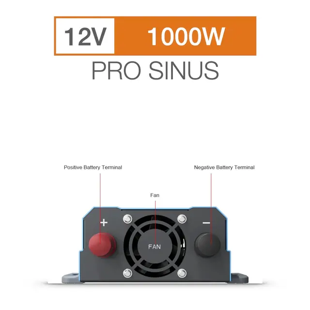 Sonopower strøminverter 1000W 12V->230V, ren sinus 