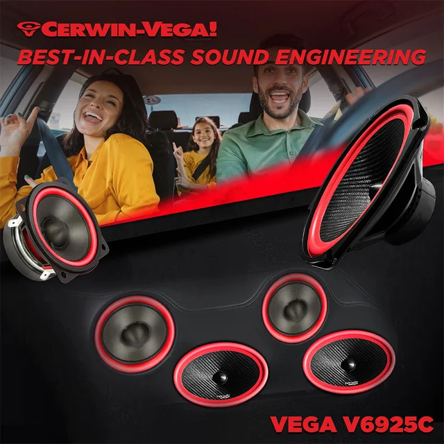 Cerwin Vega V6925C 3-veis komponentsett 6x9", 140W RMS,VEGA-serie, 2025 Edition 