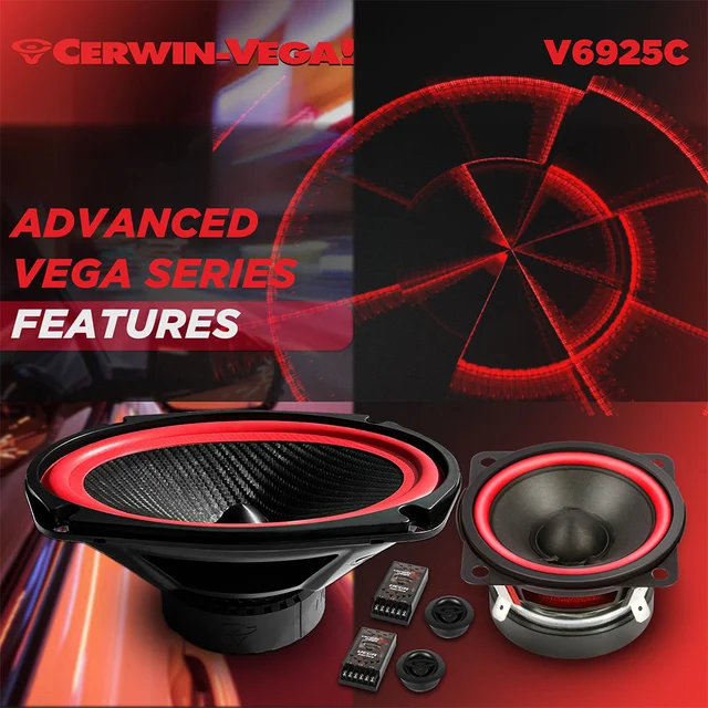Cerwin Vega V6925C 3-veis komponentsett 6x9", 140W RMS,VEGA-serie, 2025 Edition 