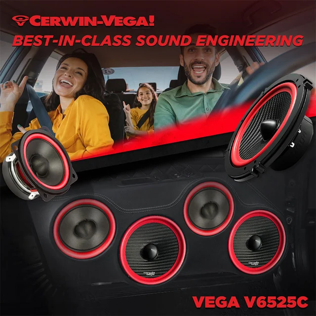 Cerwin Vega V6525C 3-veis komponentsett 6,5", 120W RMS,VEGA-serie, 2025 Edition 