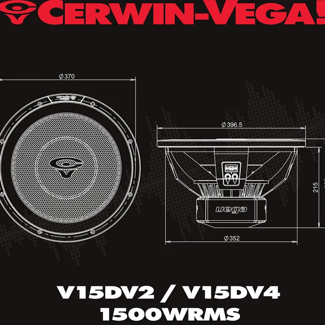 Cerwin Vega V15DV2 15" subwoofer 2x2 Ohm, 1500W RMS, VEGA 2025 Edition 