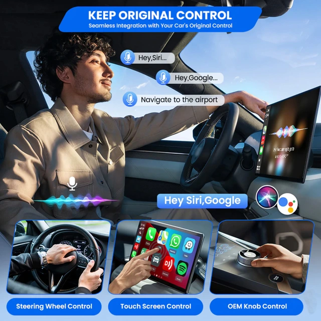 Carlinkit Apple Carplay/Android Auto Kablet-til-trådløs adapter 