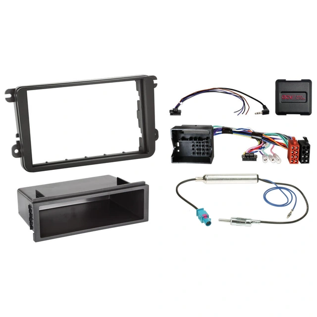 1-DIN monteringssett - komplett Seat/Skoda/VW (2003-2016) u/aktivt sys. 