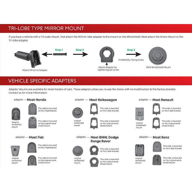 ACV Speilmonito-brakett - Universal Til bruk sammen ACV speilmonitor 