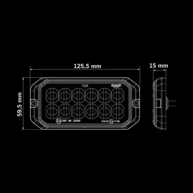Strands Dark Knight Duo Varsellys 12 LED 12 LED, ECE R65, Mørkt glass 