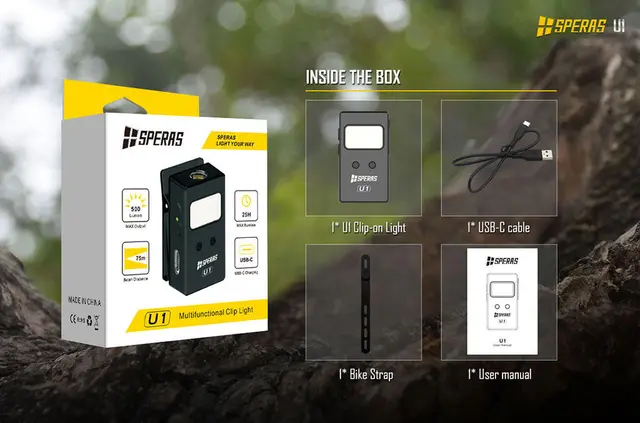 Speras U1 lommelykt/arbeidslys/leselys 500 Lumen, 75 meter kastelengde 