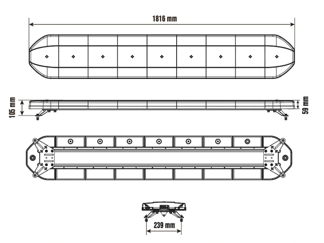 Optibeam Dark Phantom Varsellysbjelke 1800mm. Oransje. ECE R65 / R10. IP67 