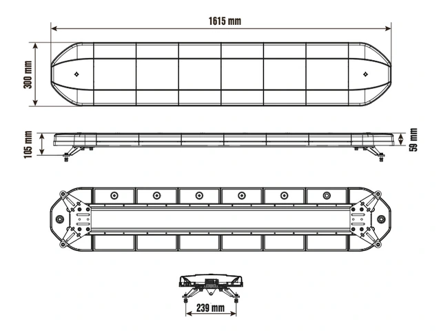 Optibeam Dark Phantom Varsellysbjelke 1600mm. Oransje. ECE R65 / R10. IP67 