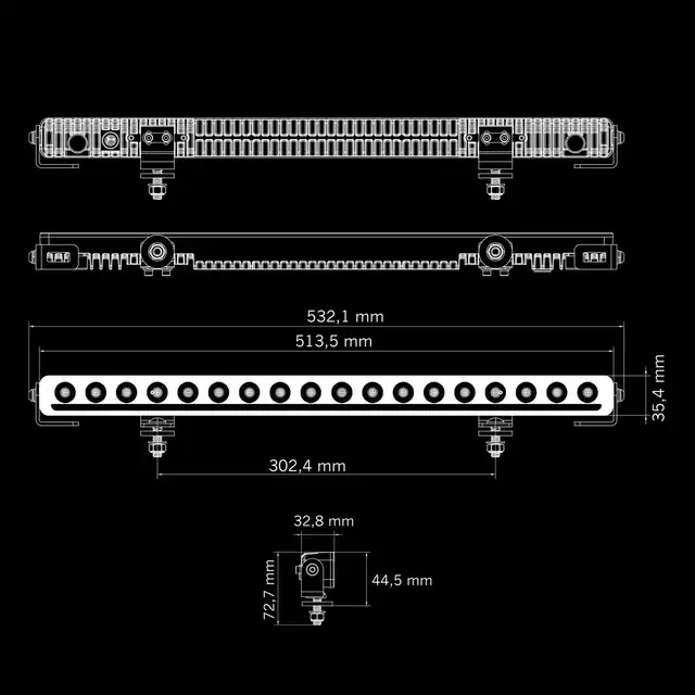 Strands Nuuk D-Line 20" Ledbar 20", 9600 Lumen, 124W, posisjonslys 