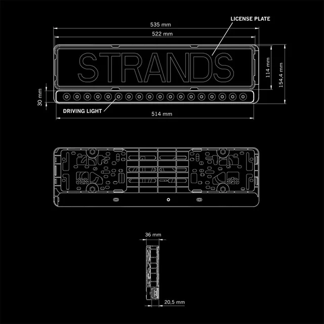 Strands Nuuk E-Line Black ledbar 8100 Lumen, Integrert i skilbrakett 