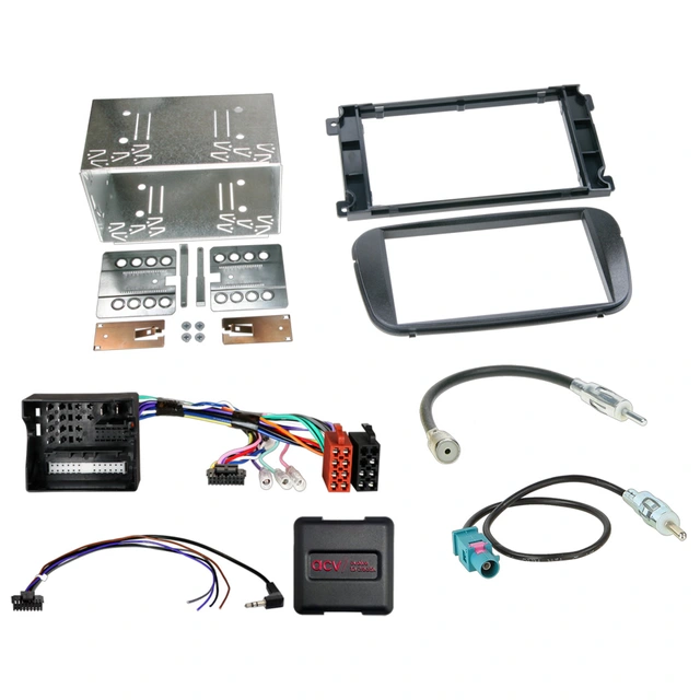 2-DIN monteringssett - komplett - Sort Ford (2007-2015) m/oval radio 