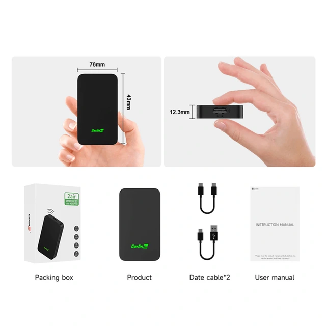 Carlinkit Apple Carplay/Android Auto Kablet-til-trådløs adapter 