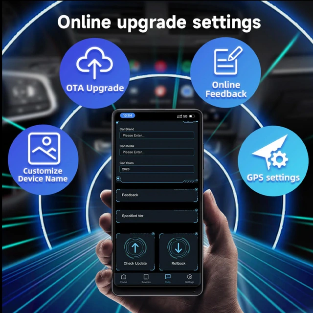 Carlinkit Apple Carplay/Android Auto Kablet-til-trådløs adapter 