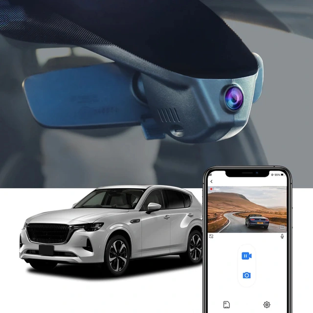 FITCAMX Integrert 4K Dashcam (foran+bak) Mazda CX-60 (2022 -->) u/Soltak 