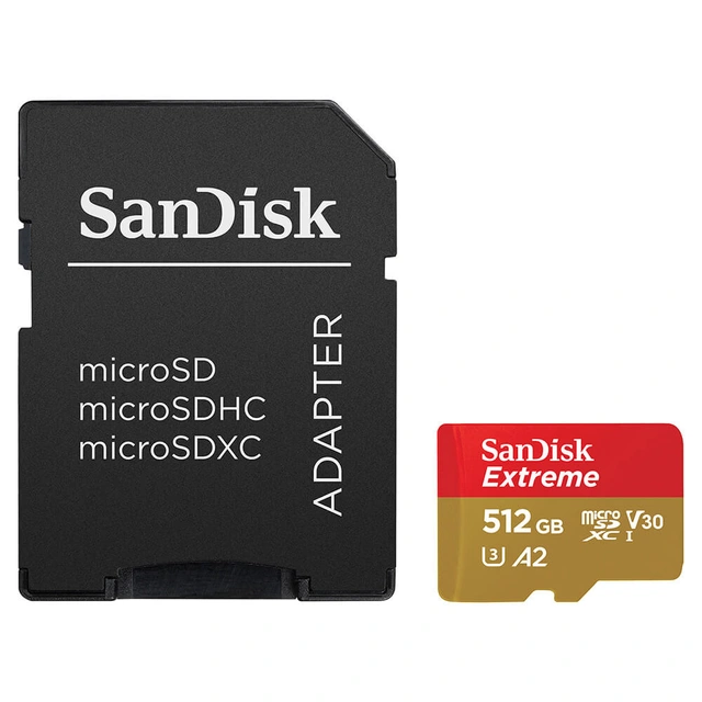 Sandisk Extreme microSDXC™ 512GB Class10, høy ytelse, egnet for dashcam 