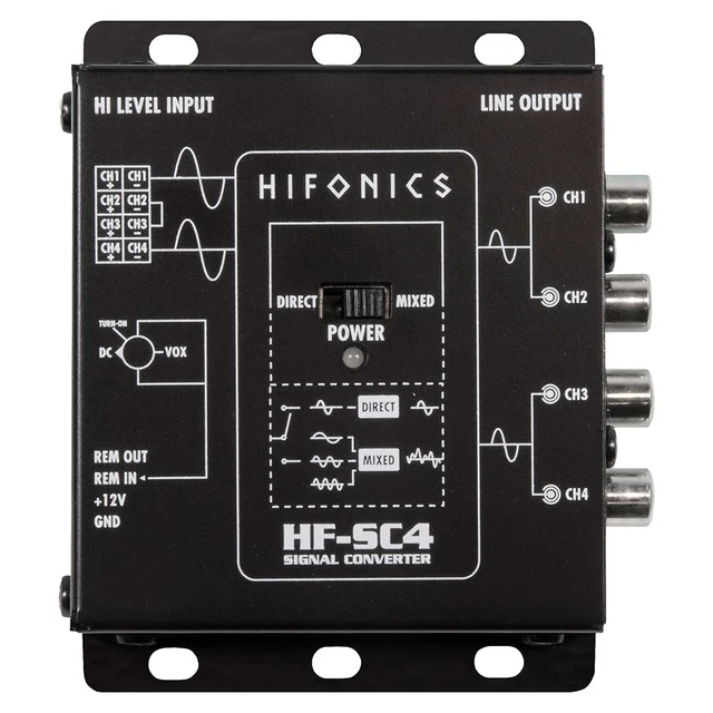Hifonics HF-SC4-ISO høy-lav nivå adapter 4-kanals. ISO-tilkobling 
