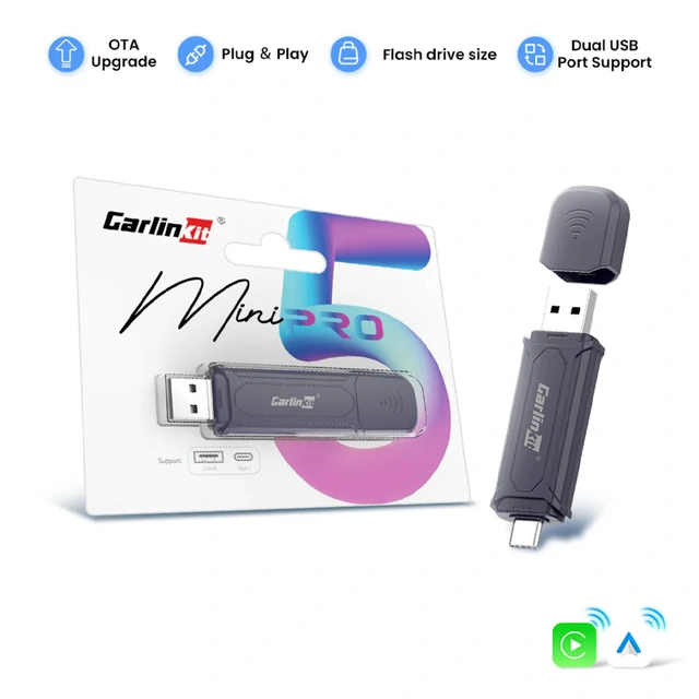 Carlinkit Apple Carplay/Android Auto Kablet-til-trådløs adapter 