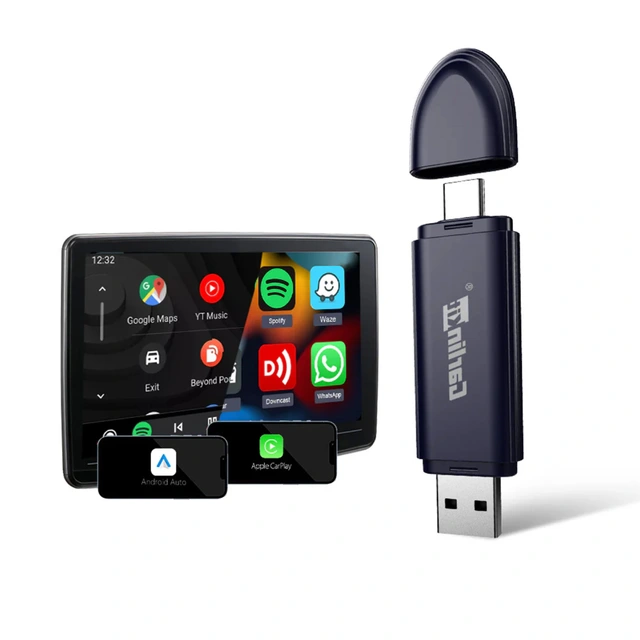 Carlinkit Apple Carplay/Android Auto Kablet-til-trådløs adapter 