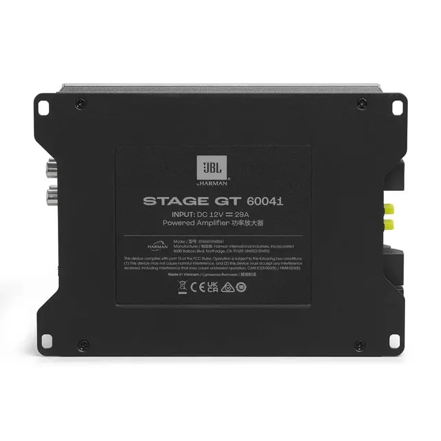 JBL Stage GT 60041 4-kanals forsterker 4x90W RMS i 2 Ohm, Klasse D. Kompakt 