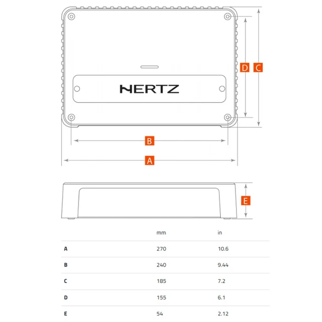 Hertz Venezia V5C 5-kanals forsterker Marine, 4x115+550W RMS, 2 Ohm, Kompakt 