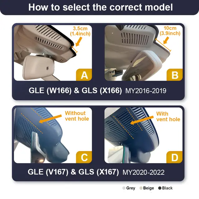 FITCAMX Integrert 4K Dashcam (foran+bak) MB GLE/GLS (2019 -->) "C" 