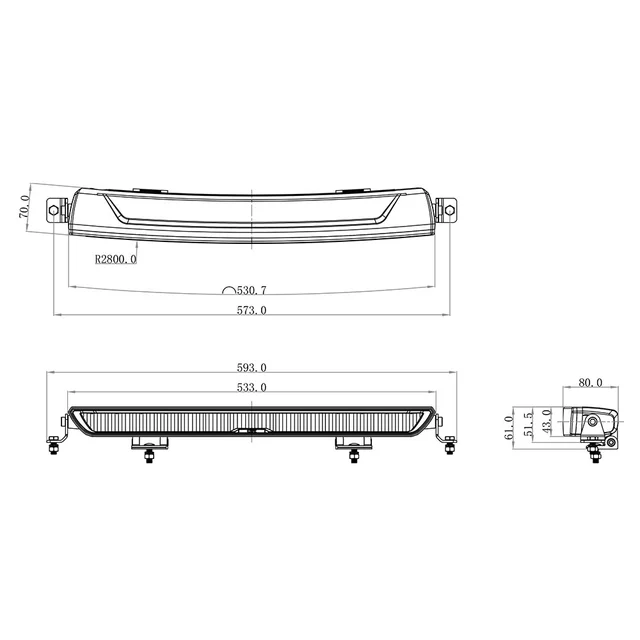 OZZ WB1 P20" 65 arbeidslys/varsellys 9050 Lumen, 108W, rødt dynamisk pos.lys 