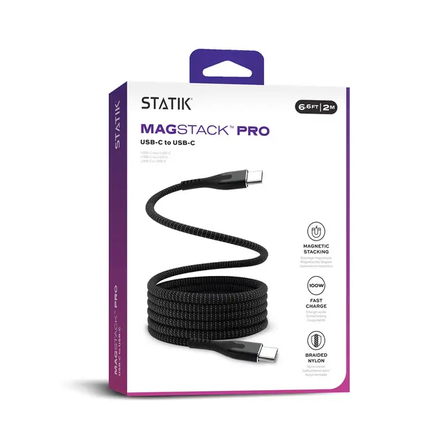 Statik Magstack Pro Sort USB-C (han) -> USB-C (han), 2 meter 