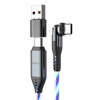 Statik PowerPivot Pro Glowing LED USB-C (han) -> USB-C/A (han), 1 meter