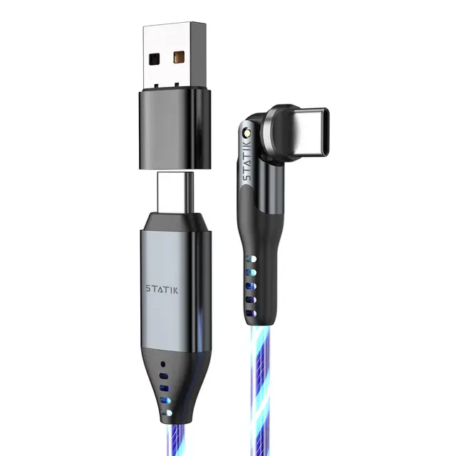 Statik PowerPivot Pro Glowing LED USB-C (han) -> USB-C/A (han), 1 meter 