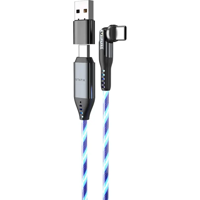 Statik PowerPivot Pro Glowing LED USB-C (han) -> USB-C/A (han), 1 meter 