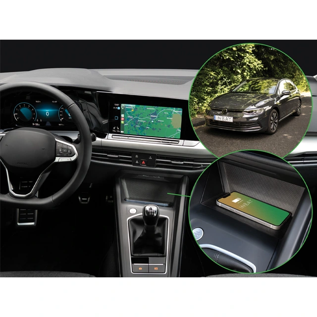 Inbay Trådløs mobillader (15W Qi) Seat/Skoda/VW (2020->) m/sort Qi plugg 