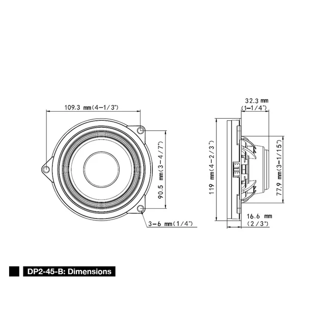 Alpine DP2-45-B 4,5" koaksialsett 4,5", 50W RMS, 100W Maks, BMW 
