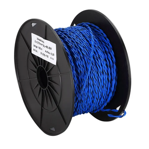 ACV Installasjonskabel, 2x0.75mm2 0,75mm2, Blå/Blå-sort, tvunnet