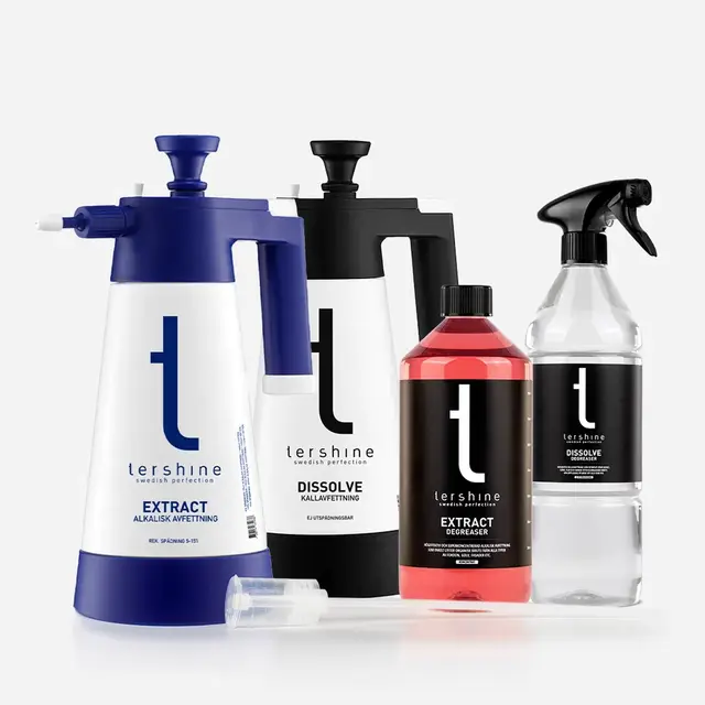 Tershine Avfettingspakke Avfetting, sprayflasker og målebeger 