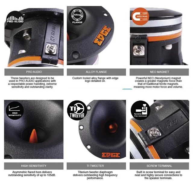 Edge EDXPRO35TN-E4 3,5" SPL diskanter 120W RMS, 105 dB, 8 Ohm, Pris per stk 