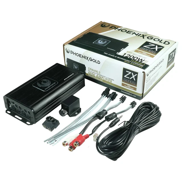 Phoenix Gold ZXM600.3 3-kanalsforsterker Mini, 2x125+350W RMS i 2 Ohm, Klasse D 