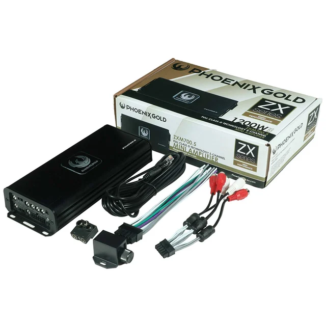 Phoenix Gold ZXM700.5 5-kanalsforsterker Mini, 4x100+350W RMS i 2 Ohm, Klasse D 
