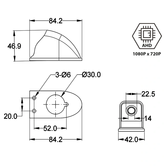 ACV Ryggekamera (AHD 720p) Bobil kamera 