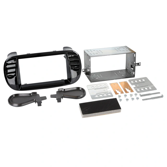 ACV 2-DIN monteringsramme - Pianolakk Fiat 500 (2005-2015) m/auto AC 