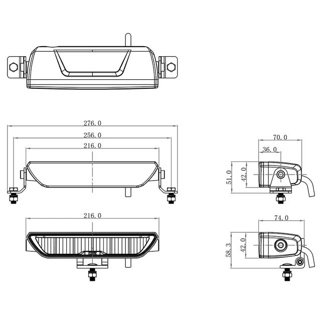 OZZ XB1 8" Black ledbar 8", 3100 Lumen, 42W, u/ pos.lys 