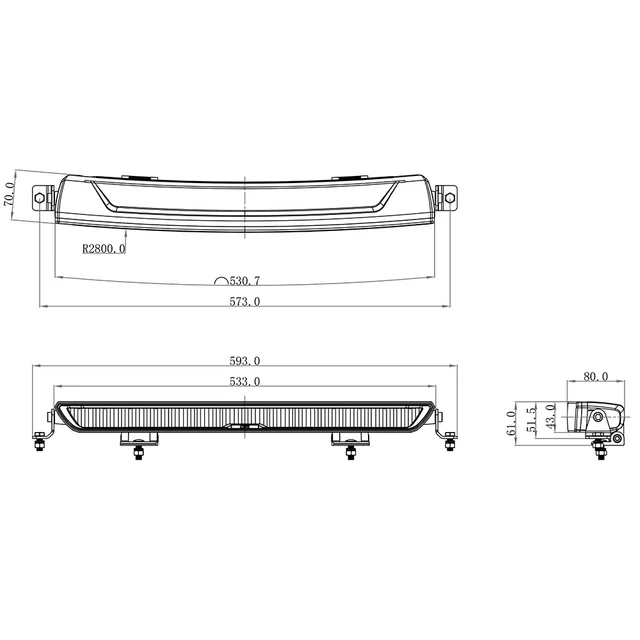 OZZ XB1 20" Black ledbar 20", 7000 Lumen, 98W, u/ pos.lys 