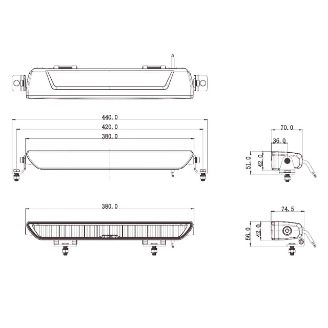 OZZ XB1 15" Black ledbar 15", 6000 Lumen, 79W, u/ pos.lys 