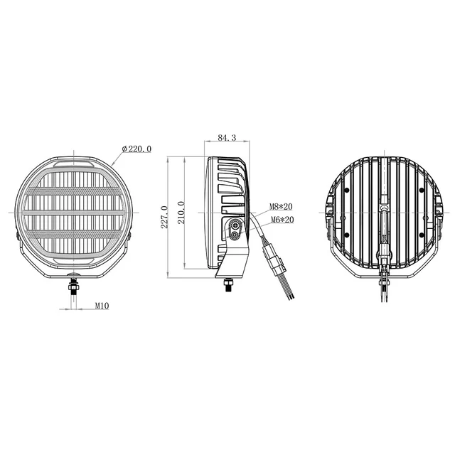 OZZ XR3 P9" 65 LED fjernlys, Sort 9", 10424 Lumen, per stykk, varsellys 