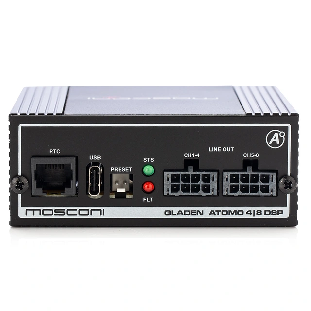 MOSCONI ATOMO 4|8 DSP 4-innganger, 8-kanals DSP, 5-32 Volt 