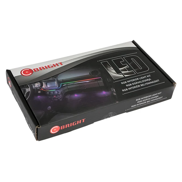 LED RGB Interiørlyssett USB tilkobling, 4 lysenheter & lysstripe 