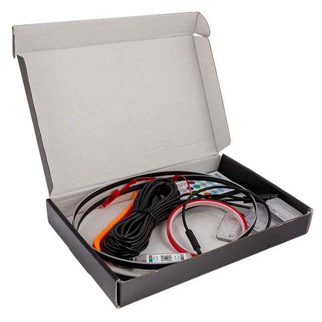 LED RGB Interiørlyssett USB tilkobling, 4 lysenheter & lysstripe 