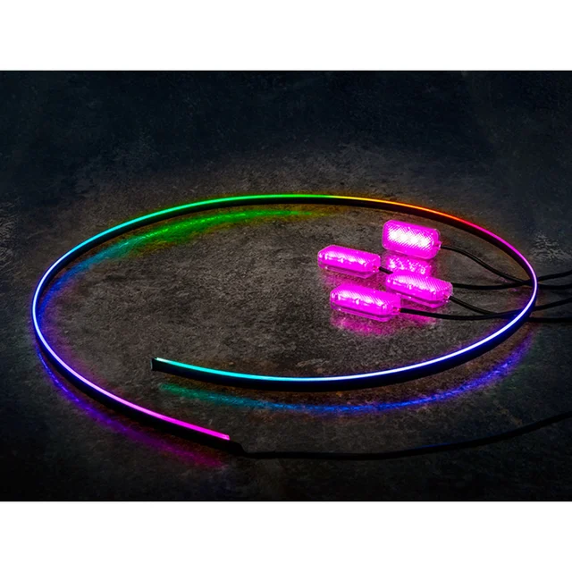 LED RGB Interiørlyssett USB tilkobling, 4 lysenheter & lysstripe 